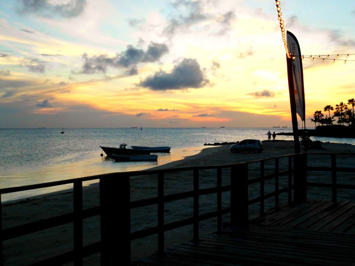 Beach view at West Deck in Oranjestad, Aruba