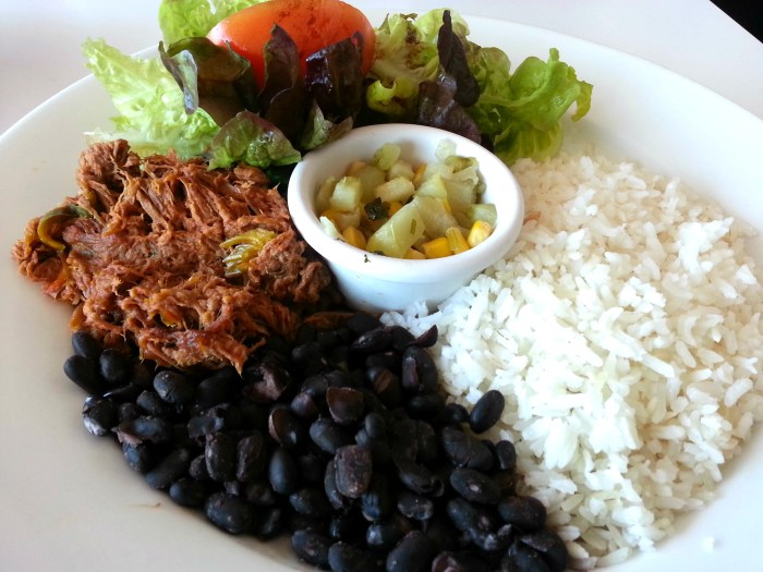 shredded beef rice beans