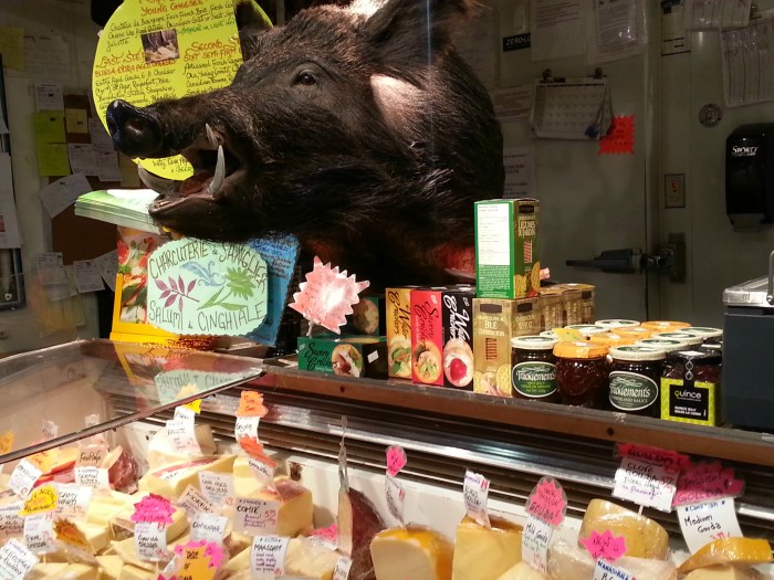 Meat and cheese vendor at Granville Island Public Market